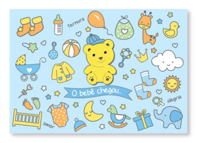 Cartão Mix Nascimento Fofura Menino Fina Ideia 11x15,5cm com envelope