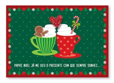 Cartão Mix Natal Xícaras Amor Fina Ideia 11x15,5cm com envelope