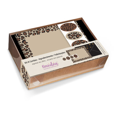Kit Cartões de Agradecimento Fina Ideia Oncinha 14x11cm com 8 unid.