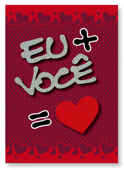 Cartão Artesanal Romântico Eu + Você Fina Ideia 11x15,5cm com envelope