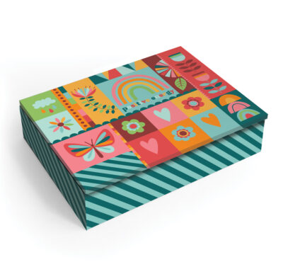 Porta-joias M Fina Ideia Arco-íris 19x14x5,5cm em MDF