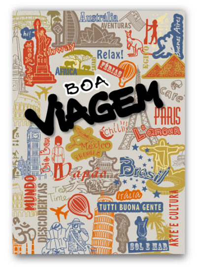 Cartão Artesanal Viagem Países Fina Ideia 11x15,5cm com envelope