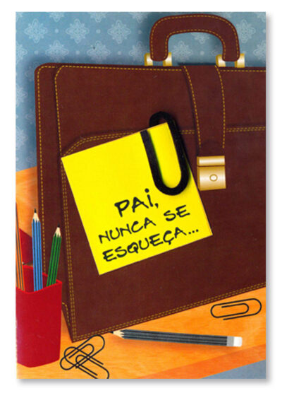 Cartão Artesanal Pai Maleta Recado Fina Ideia 11x15,5cm com envelope