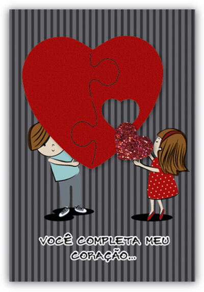 Cartão Artesanal Romântico Coração Completo Fina Ideia 11x15,5cm com envelope