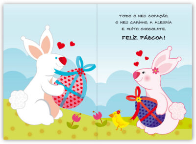 Alternative view of Cartão Artesanal Páscoa Casal Coelhos Fina Ideia 11x15,5cm com envelope