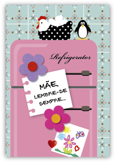 Cartão Artesanal Mãe Geladeira Fina Ideia 11x15,5cm com envelope