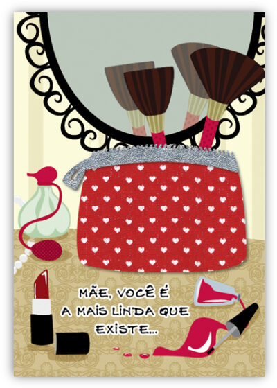Cartão Artesanal Mãe Maquiagem Fina Ideia 11x15,5cm com envelope
