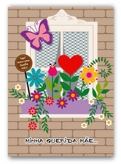 Cartão Artesanal Mãe Janela Fina Ideia 11x15,5cm com envelope