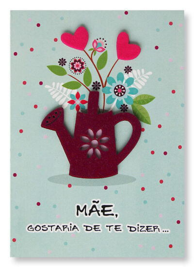 Cartão Artesanal Mãe Regador Fina Ideia 11x15,5cm com envelope