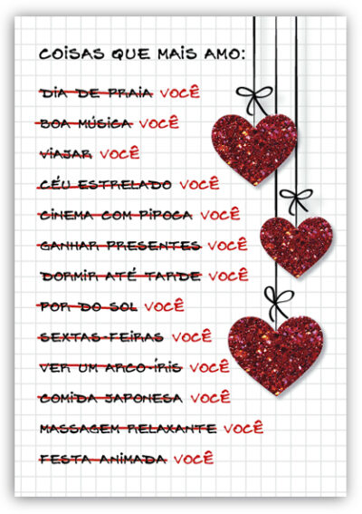 Cartão Artesanal Romântico Mais Amo Fina Ideia 11x15,5cm com envelope