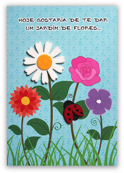 Cartão Artesanal Aniversário Jardim Fina Ideia 11x15,5cm com envelope