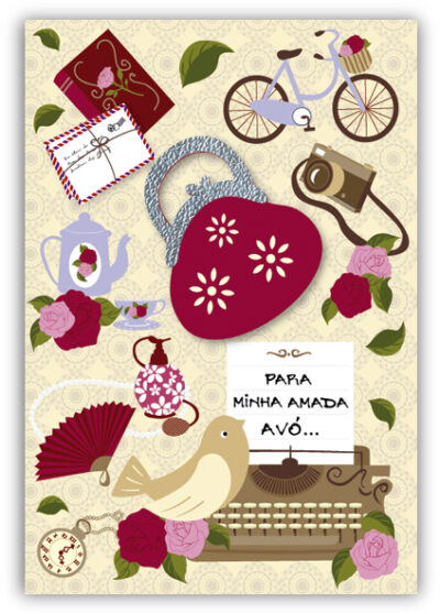 Cartão Artesanal Coisas de Avó Fina Ideia 11x15,5cm com envelope