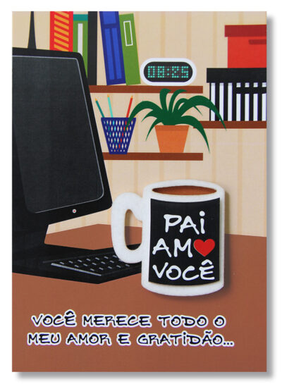 Cartão Artesanal Pai Caneca Fina Ideia 11x15,5cm com envelope
