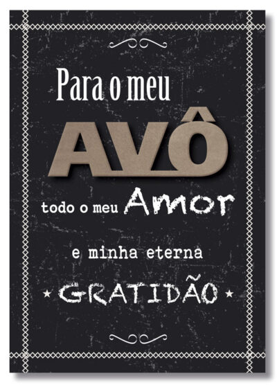 Cartão Artesanal Avô Eterna Gratidão Fina Ideia 11x15,5cm com envelope