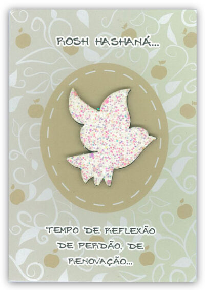 Cartão Artesanal Judaico Pomba Fina Ideia 11x15,5cm com envelope