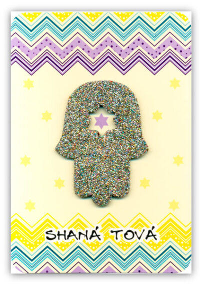 Cartão Artesanal Judaico Hamsa Pequena Fina Ideia 11x15,5cm com envelope