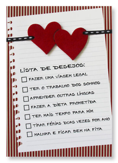 Cartão Artesanal Lista desejos