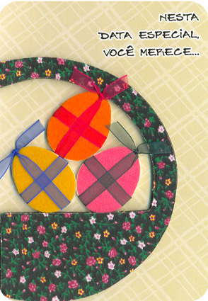 Cartão Artesanal Páscoa Cesta com Ovos Fina Ideia 11x15,5cm com envelope
