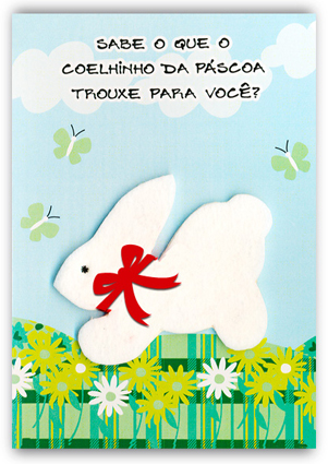 Cartão Artesanal Páscoa Coelhinho Fina Ideia 11x15,5cm com envelope