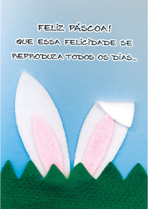 Cartão Artesanal Páscoa Orelha Coelho Fina Ideia 11x15,5cm com envelope