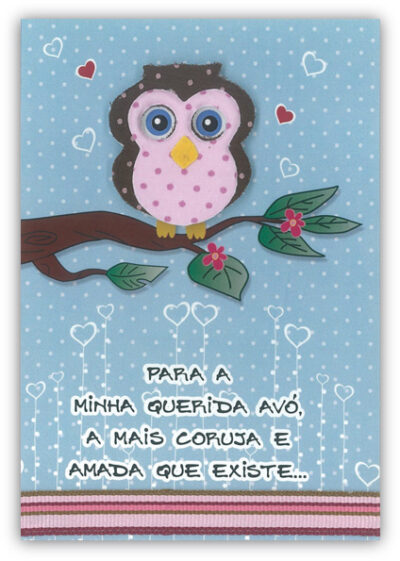 Cartão Artesanal Avó Coruja Fina Ideia 11x15,5cm com envelope