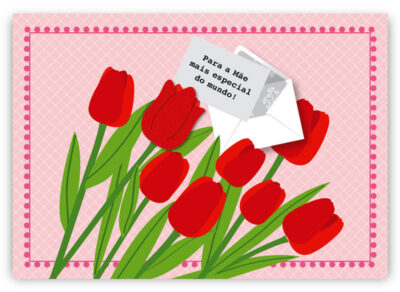 Cartão Mix Mãe Tulipas Fina Ideia 11x15,5cm com envelope