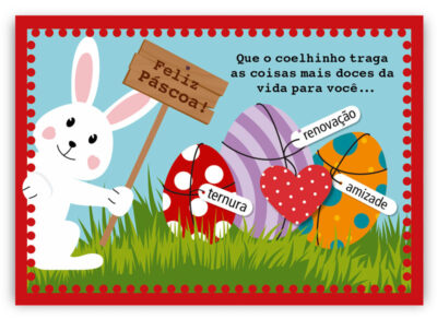 Cartão Mix Páscoa Plaquinha Coelho Fina Ideia 11x15,5cm com envelope