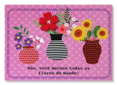 Cartão Mix Mãe Três Vasos Fina Ideia 11x15,5cm com envelope