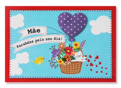 Cartão Mix Mãe Balão Gatinho Fina Ideia 11x15,5cm com envelope