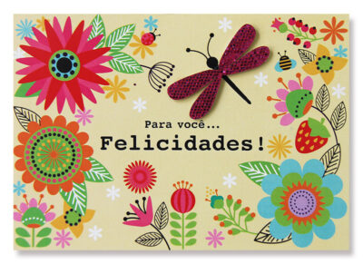 Cartão Mix Felicitações Libélula Fina Ideia 11x15,5cm com envelope