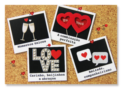 Cartão Mix Romântico Cortiça Fina Ideia 11x15,5cm com envelope