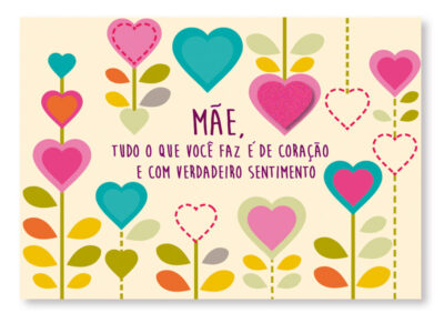 Cartão Mix Mãe Corações Flores Fina Ideia 11x15,5cm com envelope