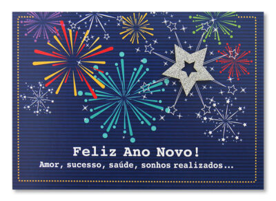 Cartão Mix Ano Novo Fogos Fina Ideia 11x15,5cm com envelope