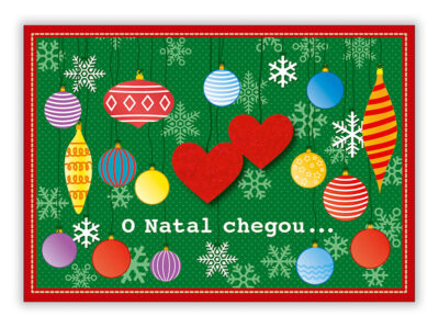 Cartão Mix Natal Corações Bolas Fina Ideia 11x15,5cm com envelope