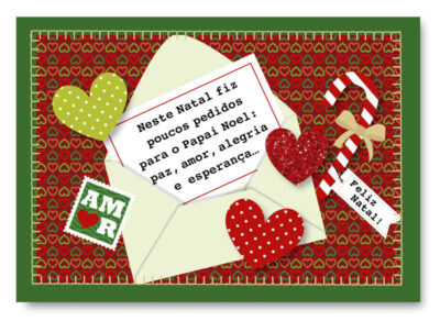 Cartão Mix Natal Cartinha Fina Ideia 11x15,5cm com envelope
