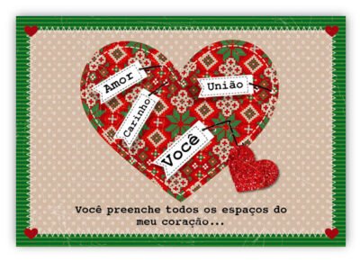 Cartão Mix Natal Coração Natalino Fina Ideia 11x15,5cm com envelope