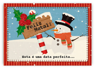 Cartão Mix Natal Boneco Neve Cachecol Fina Ideia 11x15,5cm com envelope