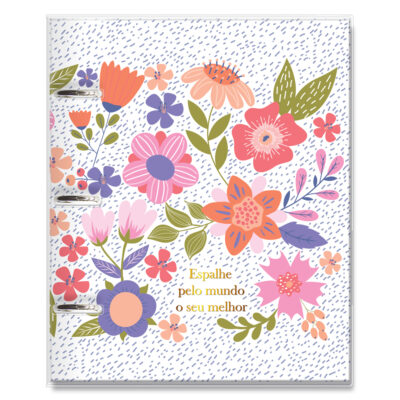 Caderno Argolado Fina Ideia Sempre-viva 16,5x23,2cm 80 folhas capa protetora