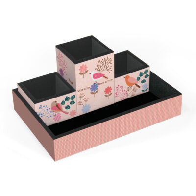 Organizador de Mesa Fina Ideia Leve Amor com 4 peças em MDF