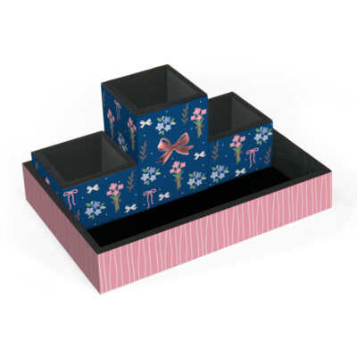 Organizador de Mesa Fina Ideia Laços e Afetos by Sof com 4 peças em MDF