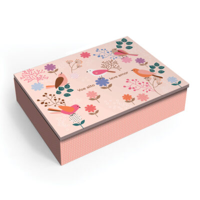 Porta-joias M Fina Ideia Leve Amor 19x14x5,5cm em MDF