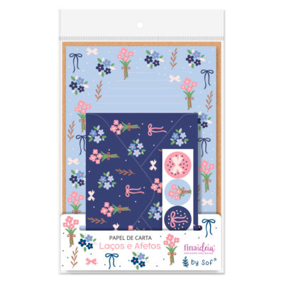 Papel de Carta Fina Ideia Laços e Afetos by Sof 15,5x23cm – 4 unid. com envelopes e adesivos