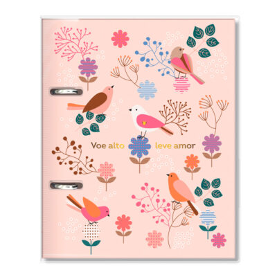 Caderno Argolado P A5 Fina Ideia Leve Amor 14,5x20,5cm 80 folhas pautadas capa protetora