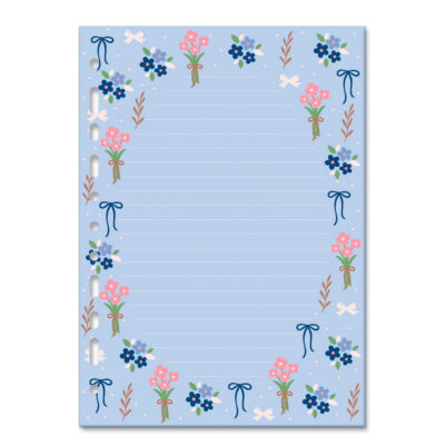 Refil Decorado Caderno Argolado Colegial Fina Ideia Laços e Afetos by Sof 30 folhas 90g