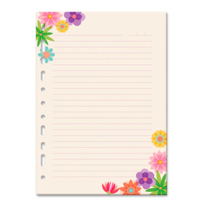 Refil Decorado Caderno Argolado Colegial Fina Ideia Flores para Você 30 folhas 90g