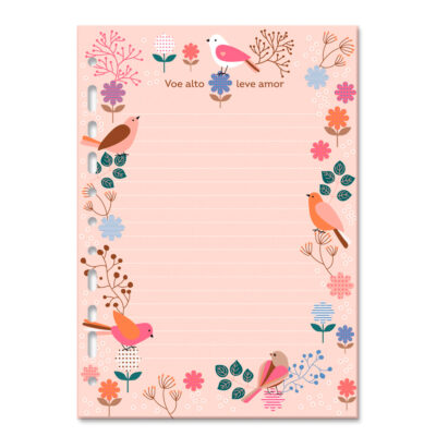 Refil Decorado Caderno Argolado Colegial Fina Ideia Leve Amor 30 folhas 90g