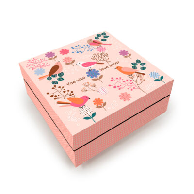 Porta-joias e Aneleira P Fina Ideia Leve Amor 12,7x12,7x5,2cm em MDF