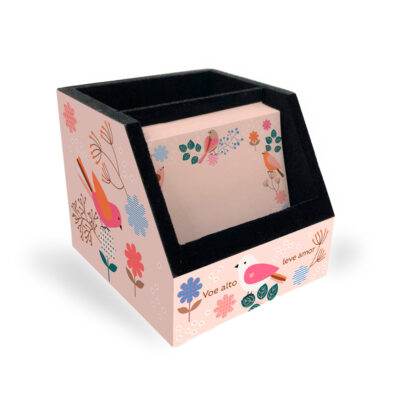 Porta-lápis e Lembretes Fina Ideia Leve Amor 9x10x8,5cm em MDF