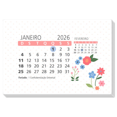 Refil Calendário de Mesa 2026 Fina Ideia 11x16cm