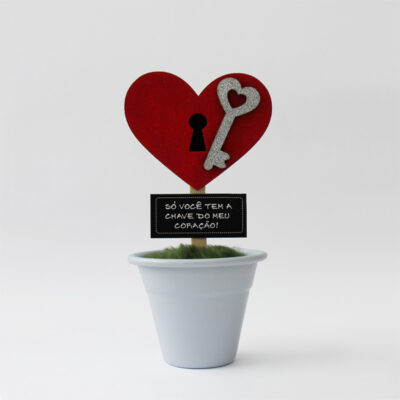 Mini Vaso Coração Chave